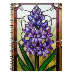 Cuaderno Panel de vidrio teñido con flor vibrante