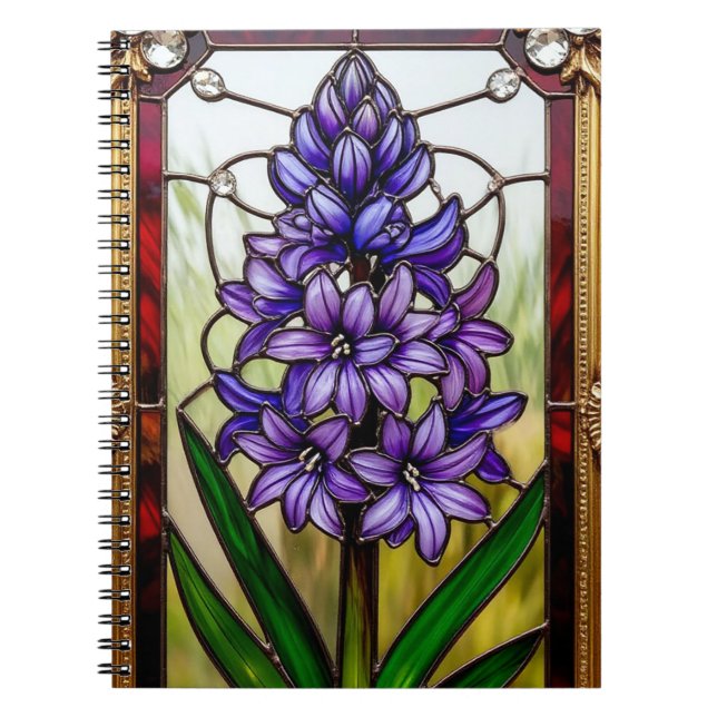 Cuaderno Panel de vidrio teñido con flor vibrante (Frente)