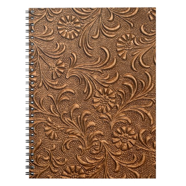 Cuaderno panel floral grabado en relieve, cobre (Frente)