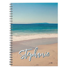 Cuaderno Panorama azul de la foto de playa personalizada
