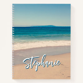 Cuaderno Panorama azul de la foto de playa personalizada