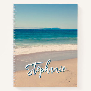 Cuaderno Panorama azul de la foto de playa personalizada