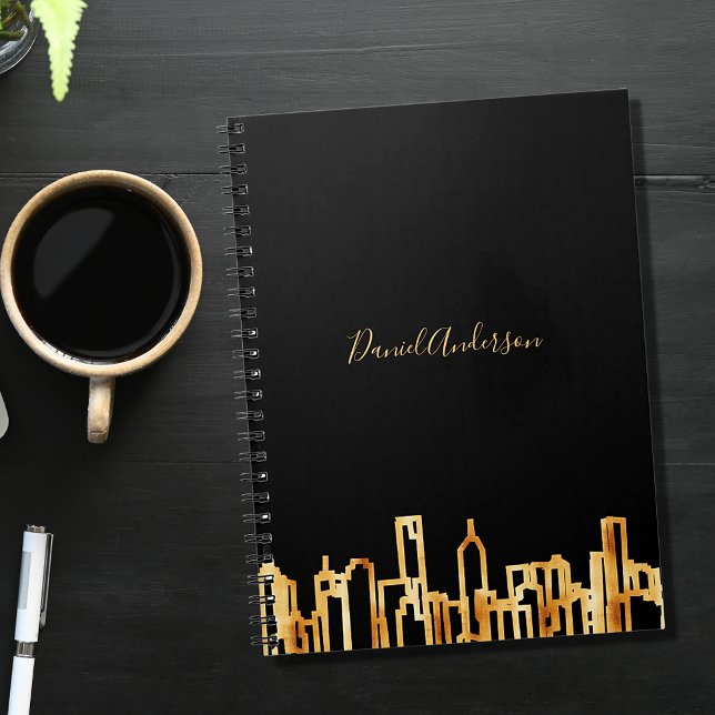 Cuaderno Panorama urbano de la ciudad dorada en negro letra (Subido por el creador)