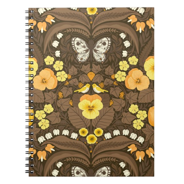 Cuaderno Pansias amarillas, pájaros y mariposas (Frente)