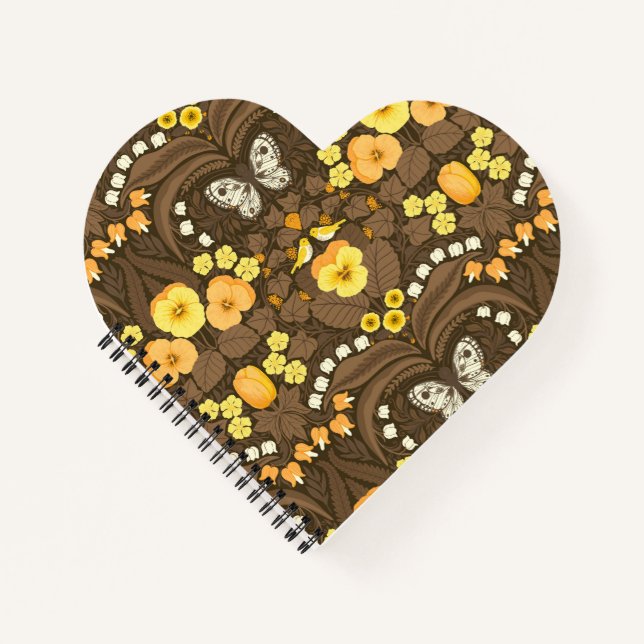 Cuaderno Pansias amarillas, pájaros y mariposas (Anverso)