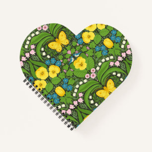 Cuaderno Pansias amarillas, pájaros y mariposas