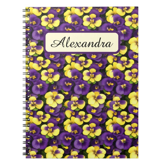 Cuaderno Pansias pequeñas amarillas y moradas (Frente)