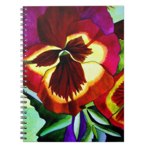Cuaderno Pansias rojas acuarela flor arte original