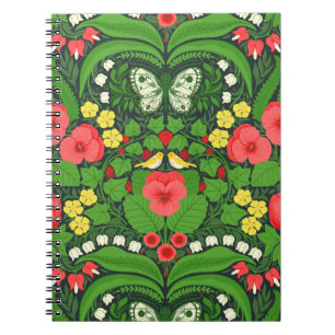 Cuaderno Pansias rojas, pájaros y mariposas