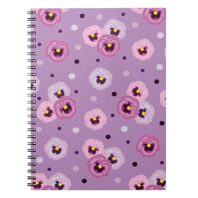 Cuaderno Pansias rosas, patrón transparente (Frente)