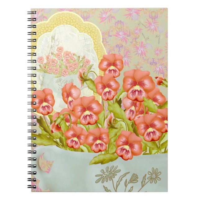 Cuaderno Pansies en un bol (Frente)