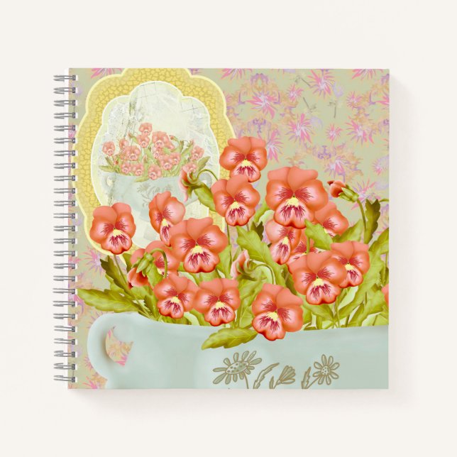 Cuaderno Pansies en un bol (Anverso)