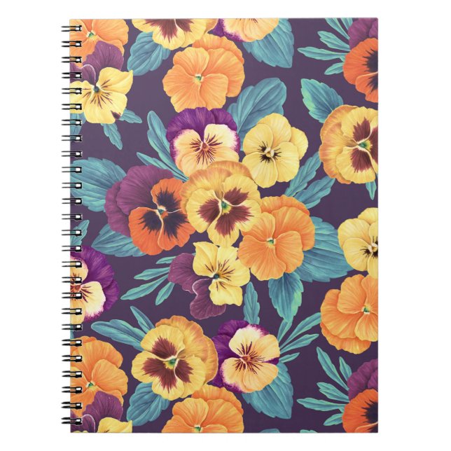 Cuaderno Pansies en violeta de ciruela (Frente)