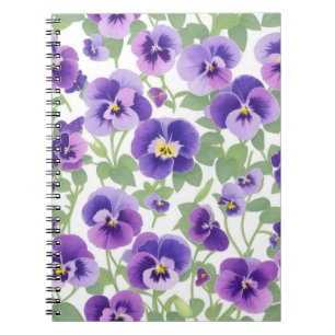 Cuaderno Pansies púrpuras gráficas Pastel
