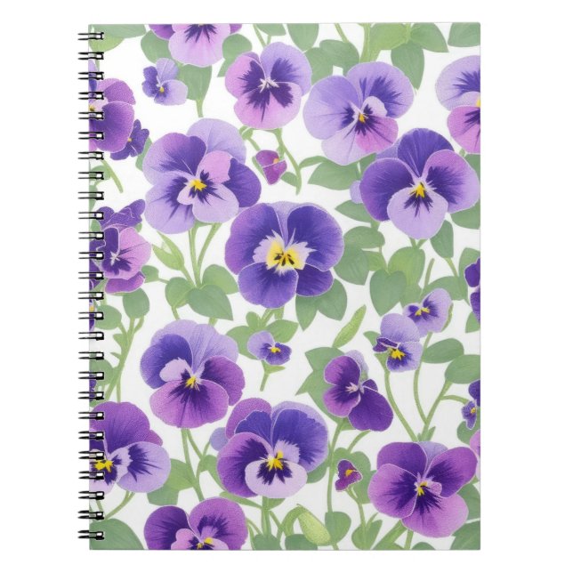 Cuaderno Pansies púrpuras gráficas Pastel (Frente)