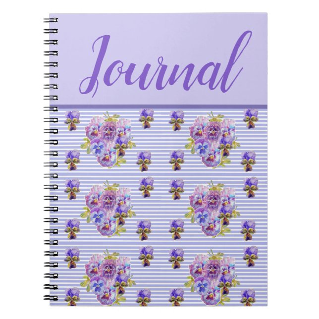 Cuaderno Pansy Journal Viola Flor Floral violeta morada (Frente)