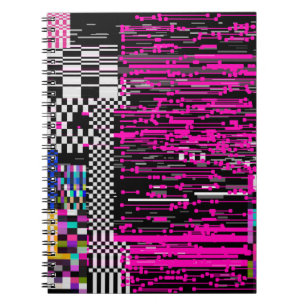 Cuaderno Pantalla retro VHS brillante con parpadeo y rota