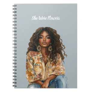 Cuaderno Pantalones Vaqueros Negros Femeninos Flores