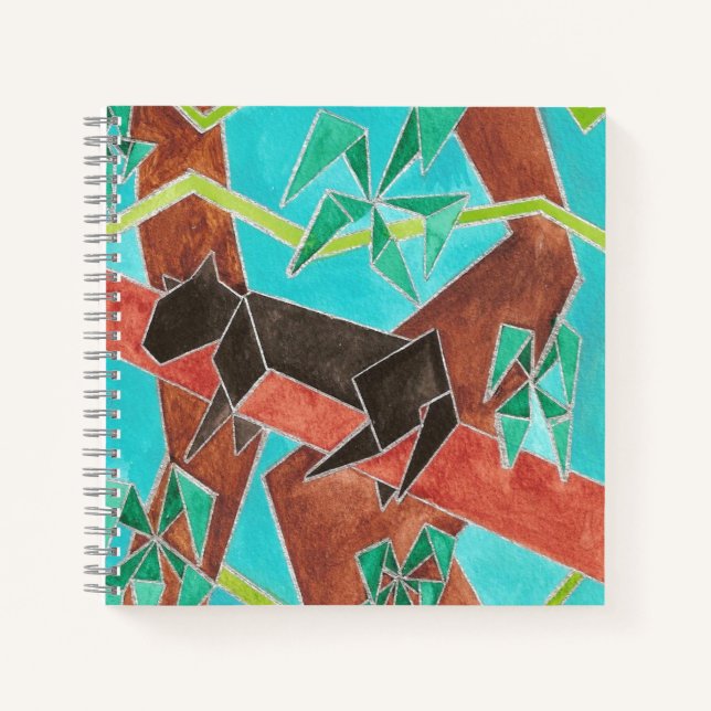 Cuaderno Pantera de la selva Arte abstracto original (Anverso)
