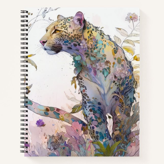 Cuaderno Panther retrata el bosque de fauna silvestre (Anverso)