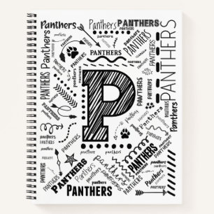 Cuaderno Panthers Word Cloud 8,5" x 11" Bloc de notas espir