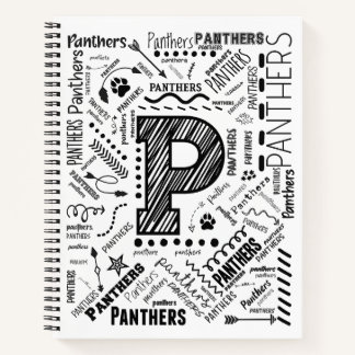 Cuaderno Panthers Word Cloud 8,5" x 11" Bloc de notas espir