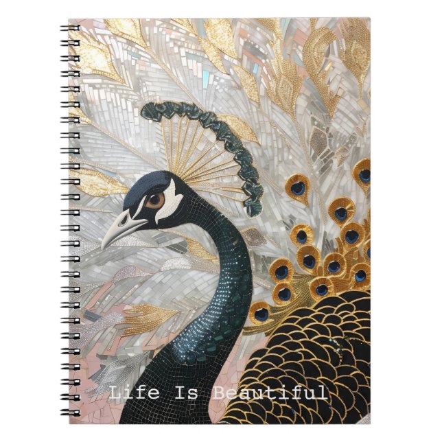Cuaderno Pañuelas de pavo real azules de oro (Frente)