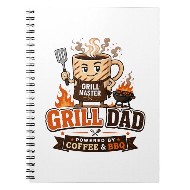 Cuaderno Papá a la parrilla con energía de café y barbacoa  (Frente)
