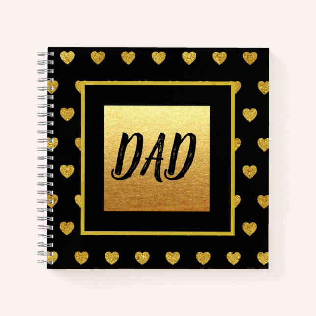 Cuaderno Papá con el tema del oro del corazón negro (Anverso)