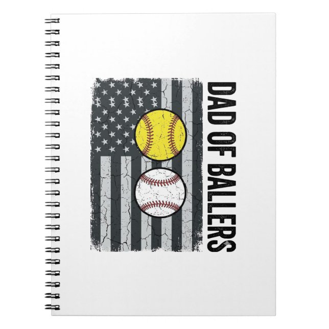 Cuaderno Papá de Softbol Béisbol Patriótico (Frente)