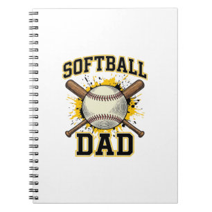 Cuaderno Papá de Sóftbol Diseño Vintage de Bats Cruzados de