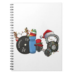 Cuaderno Papá Noel divertido levantando pesas Mancuernas Gi