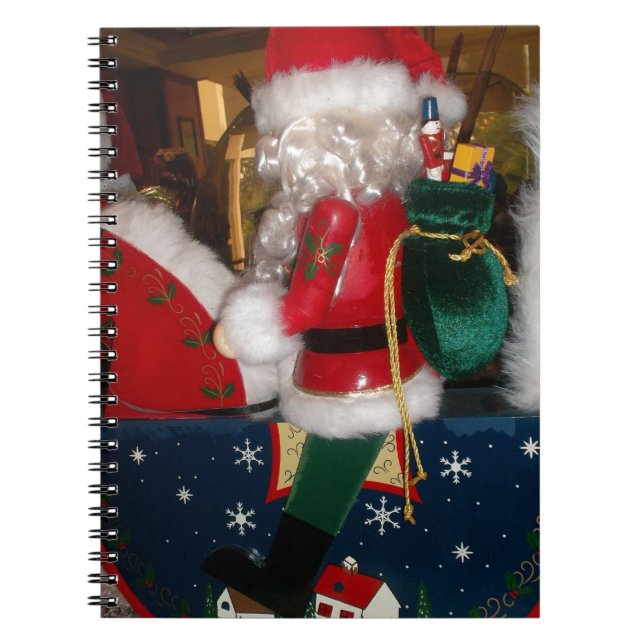 Cuaderno Papá Noel en un caballo con arte de nieve (Frente)