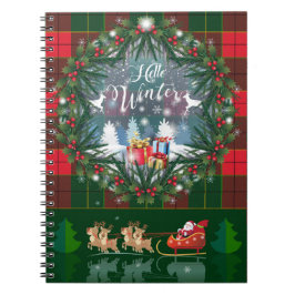 Cuaderno Papá Noel montado en un trineo guiado por renos