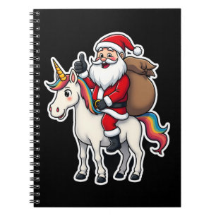 Cuaderno Papá Noel montando un unicornio de Navidad - Chica