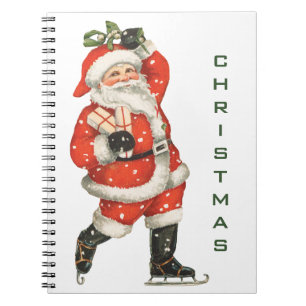 Cuaderno Papá Noel victoriano patinador sobre hielo en Navi