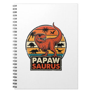 Cuaderno Papawsaurus Diseño Vectorial Retro Dinosaurio Atar