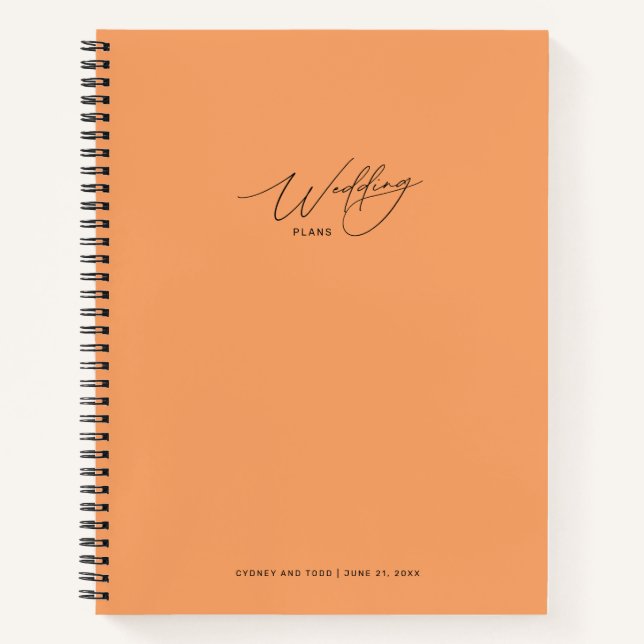 Cuaderno Papaya Naranja Boda planea portátil (Anverso)
