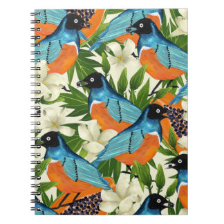 Cuaderno Papaya tropical y patrón de aves.