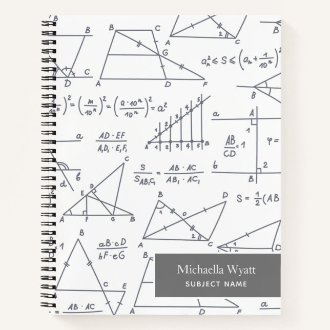 Cuaderno Papel cuadriculado con diagramas matemáticos (Anverso)