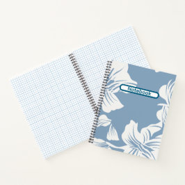 Cuaderno Papel Cuadriculado Floral Grande Azul y Blanco Vin