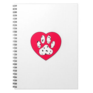 Cuaderno Papel dálmata impreso en el corazón rojo