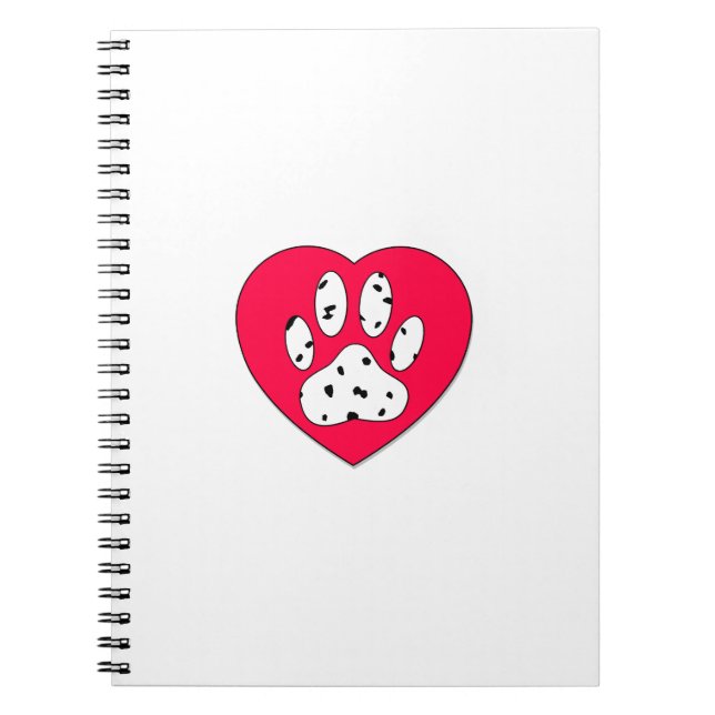 Cuaderno Papel dálmata impreso en el corazón rojo (Frente)