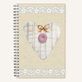 Cuaderno Papel de bonito con corazón escocés con encaje