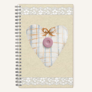 Cuaderno Papel de bonito con corazón escocés con encaje
