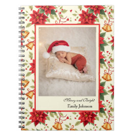 Cuaderno Papel de carta floral personalizado de Navidad ret