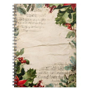 Cuaderno Papel de diario basura de Navidad vintage   Antiqu