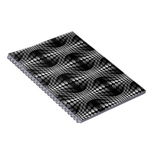 Cuaderno Papel de escritorio de las olas punteadas negro y