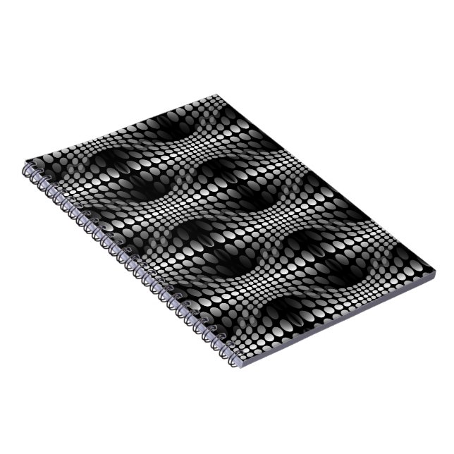 Cuaderno Papel de escritorio de las olas punteadas negro y  (Lado Derecho)