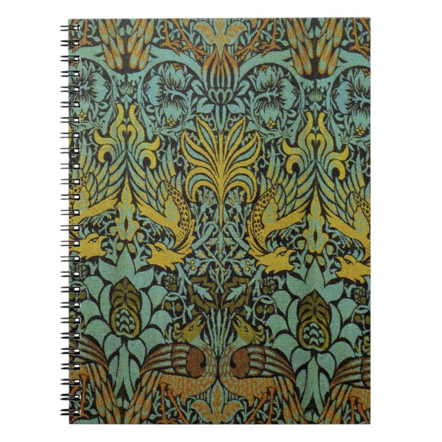 Cuaderno Papel de escritorio de William Morris Peacock Drag (Frente)